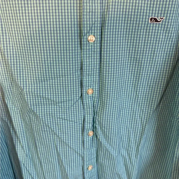 Men’s M Blue Vineyard Vines Whale Shirt Checkered Long Sleeve Preppy Button Up - Picture 3 of 6